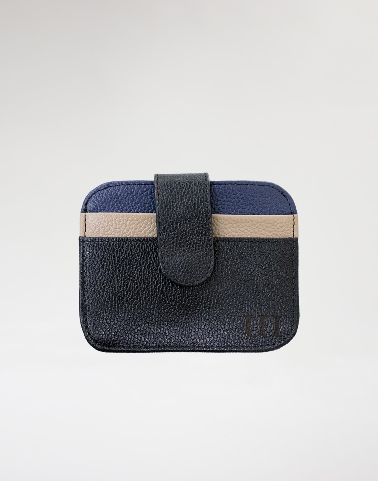 Tarjetero negro-beige-azul